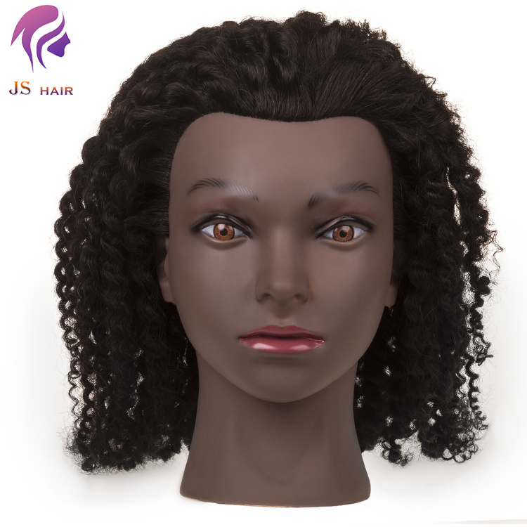 Short Kinky Hair Mannequinne Doll Hair Styling Head Black Human Training Head For Practice