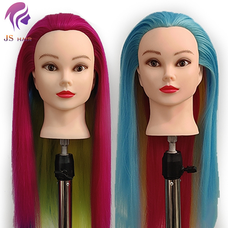 New arrival long hair dolls practice dummy head 100% synthetic hair yaki smooth training mannequin head for hairdressing braid