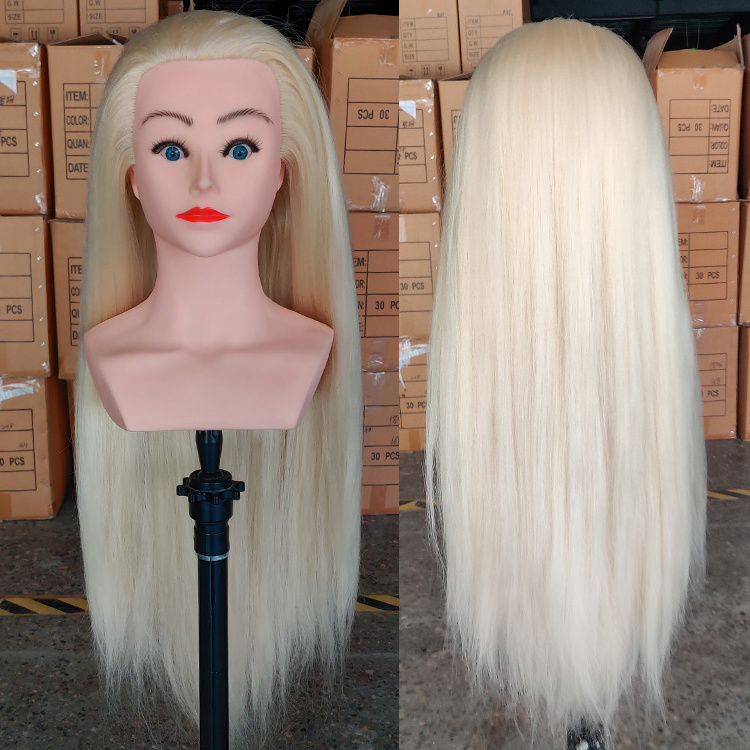 New arrival long hair dolls practice dummy head 100% synthetic hair yaki smooth training mannequin head for hairdressing braid