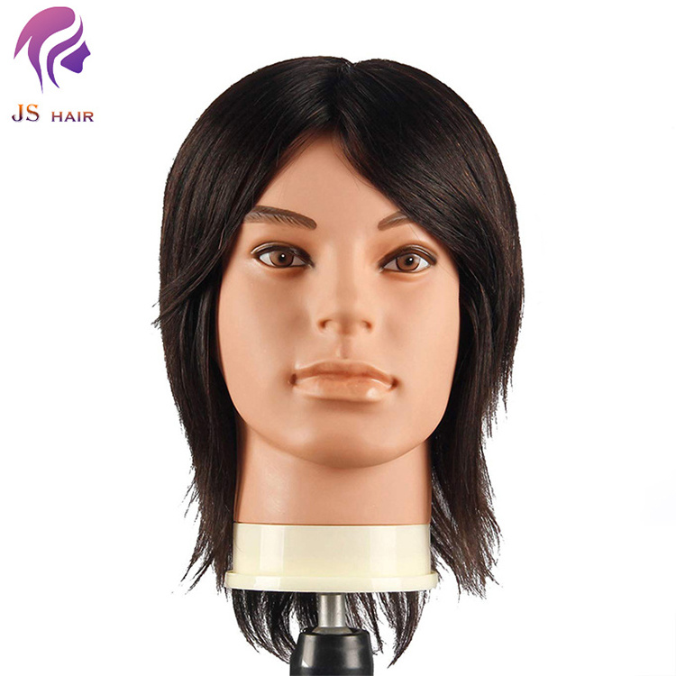 Factory Price 100% human hair doll, male hair mannequin heads without beard, natural hair training head mannequin for sale