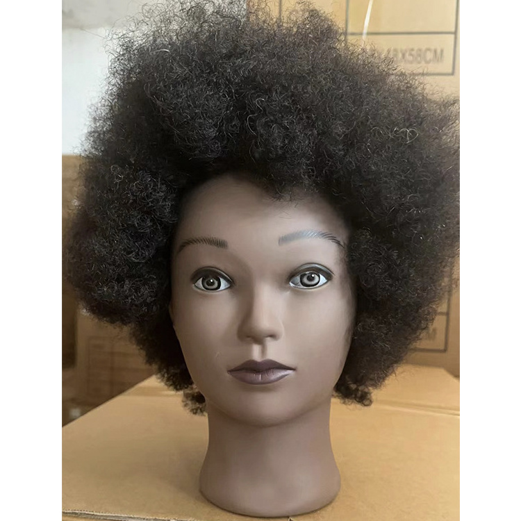 Fast delivery college doll head real hair afro mannequin head with afro hair for hairdressers training for sale