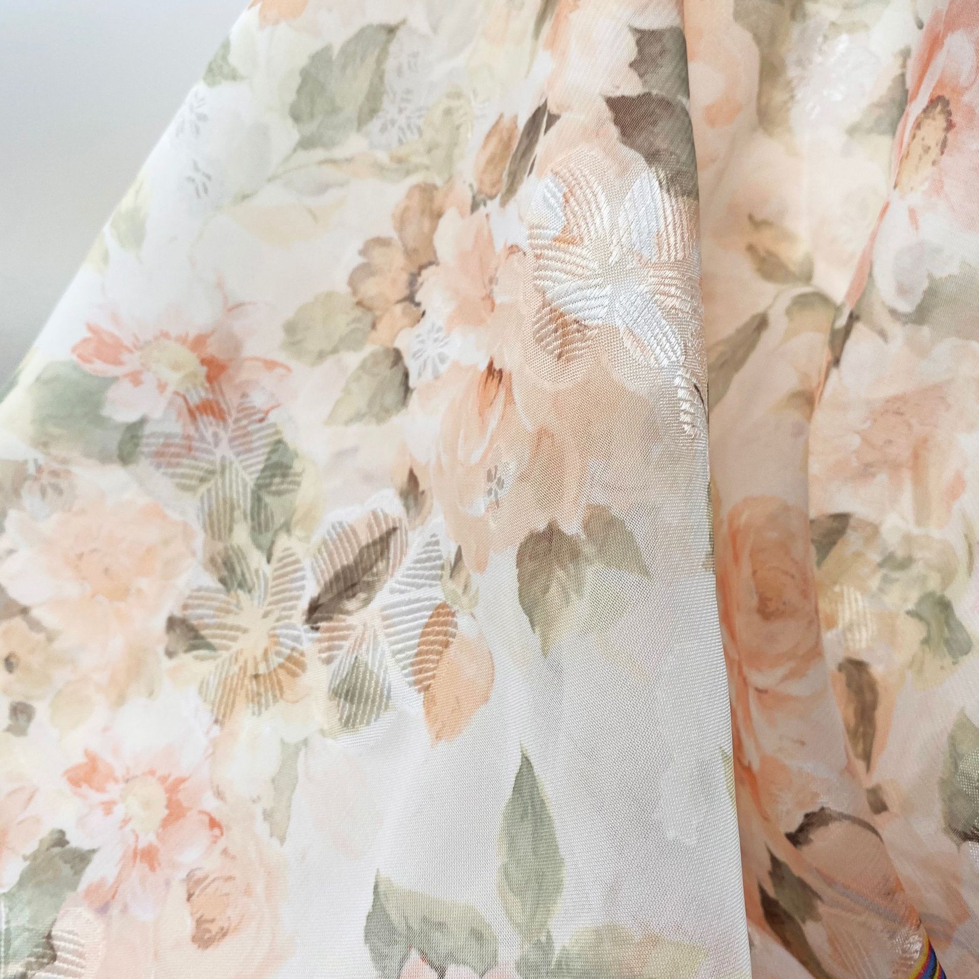 Customized 100% Polyester 100D Digital Printed Floral Crinkle Moss Crepe Chiffon Fabric for Dress