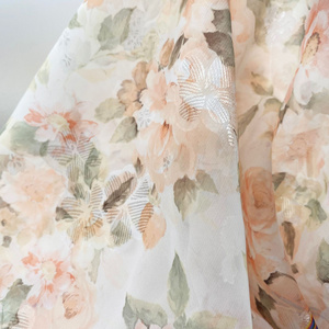 Customized 100% Polyester 100D Digital Printed Floral Crinkle Moss Crepe Chiffon Fabric for Dress