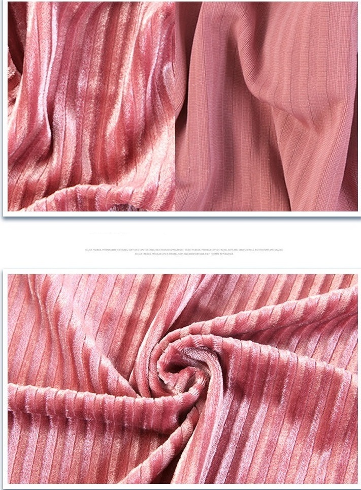 Solid Color Pleated Korean Cashmere Golden Velvet Micro Elastic Fabric for Clothes Dresses