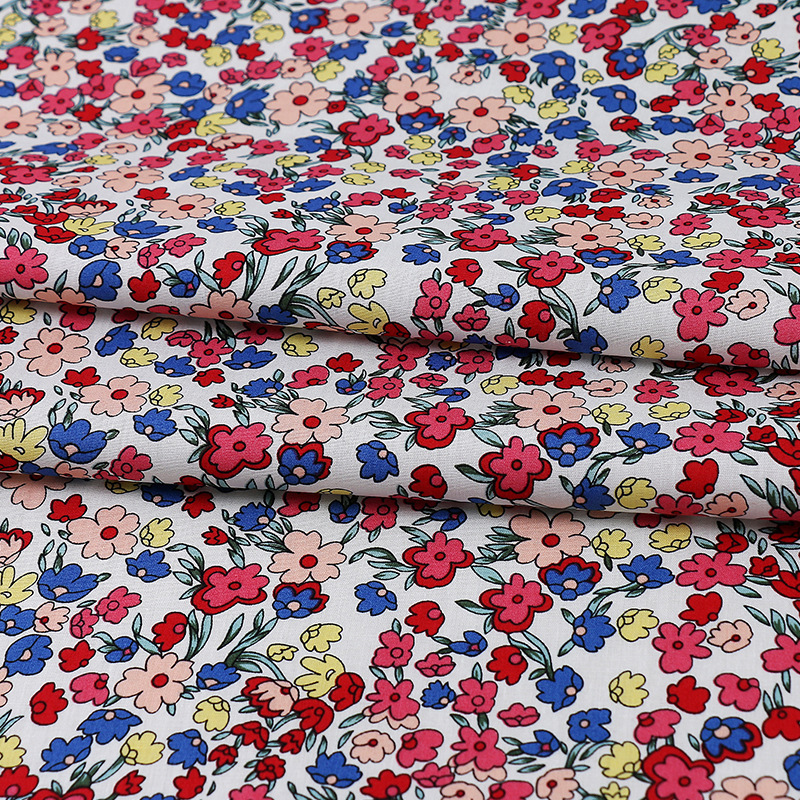 100%Cotton Multicolor Small Flower Pattern Digital Printed Fabric Woven Poplin Muslin Fabric for Shirt Uniform Garment