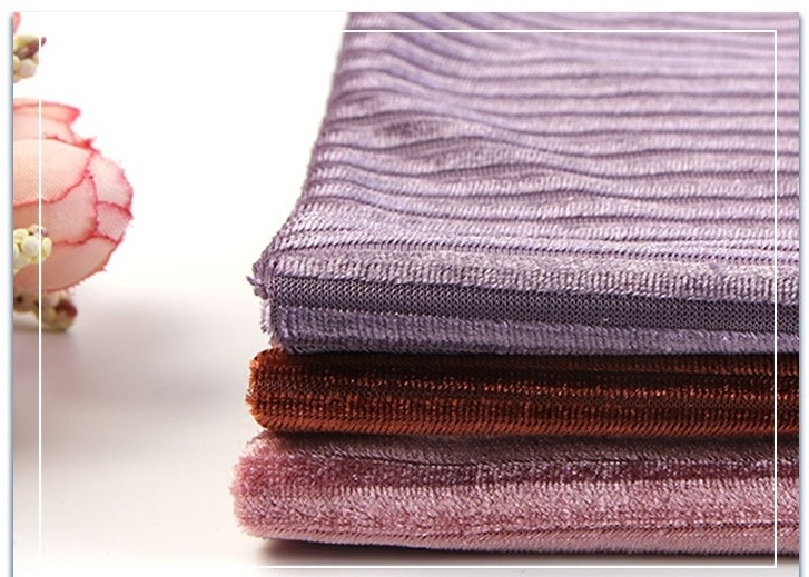 Solid Color Pleated Korean Cashmere Golden Velvet Micro Elastic Fabric for Clothes Dresses