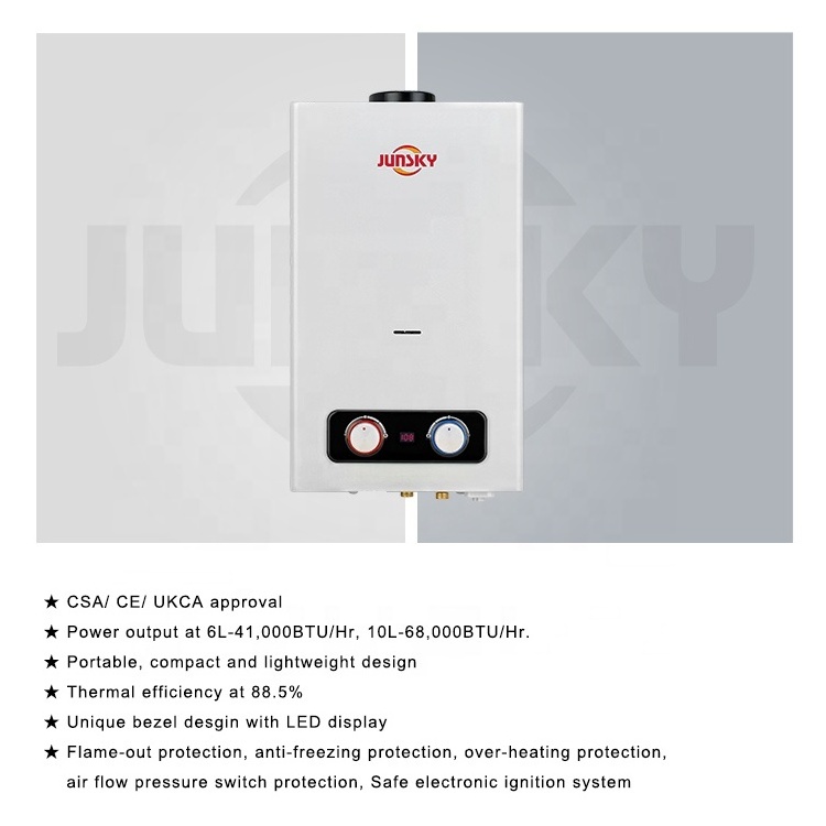 JunSky BD series outdoor instant gas hot water system tankless portable gas water heater of 6L/10L