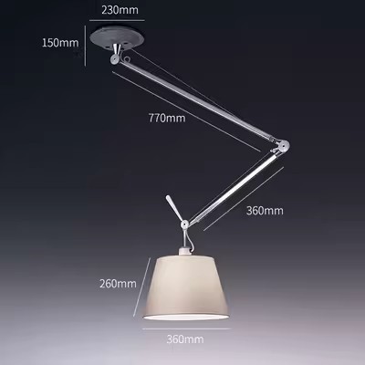 Long Arm Fabric Lamp Shade Interior Adjustable Angle Flush Mount Wall and Ceiling Light