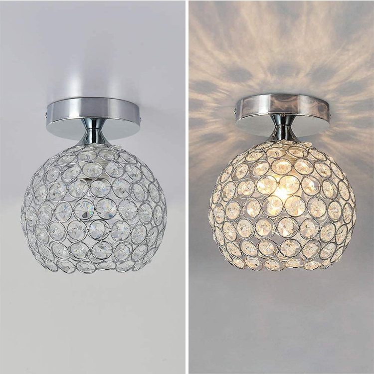 small round crystal ceiling lights  hallway flush mounted lamp