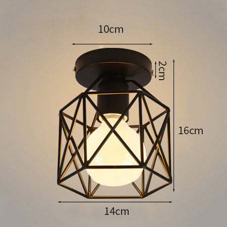 Hallway Light Fixtures Ceiling Mount  Retro Black Industrial Semi Flush Mount Ceiling Light