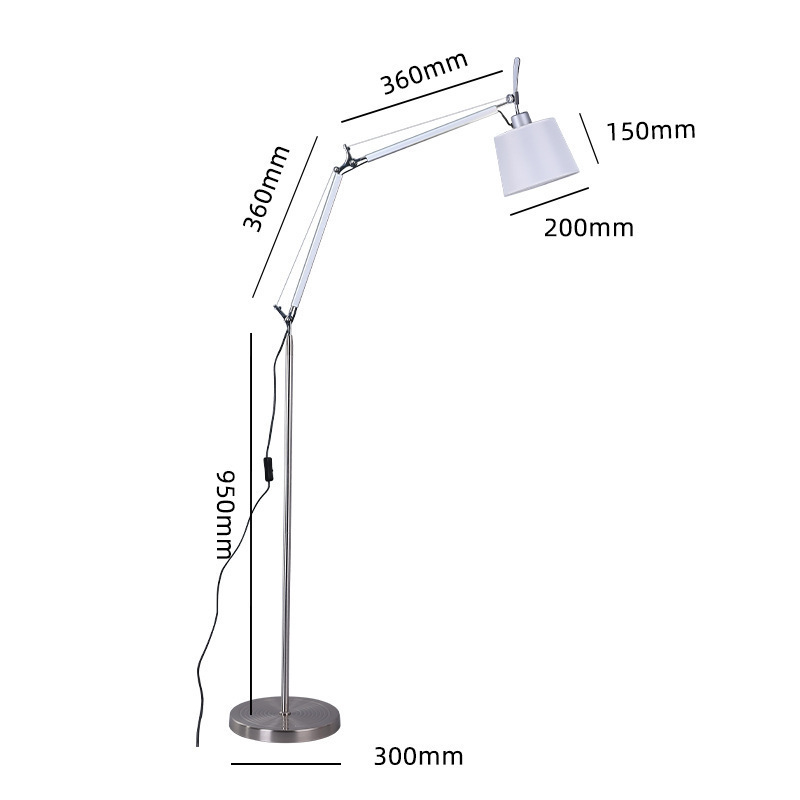 Italian Design Indoor Home Decorative Industrial Studio Swing Arm Cloth Shade Ground Floor Lamps