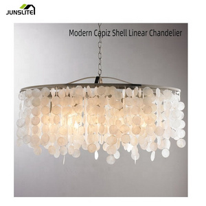 Capiz Material Lighting Fixtures Sea Shell Chandelier Decorative Fancy Natural Guangdong Modern Incandescent Bulbs Shell, Metal