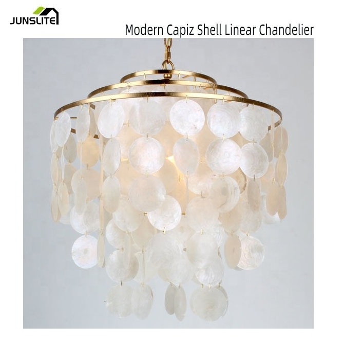 Capiz Material Lighting Fixtures Sea Shell Chandelier Decorative Fancy Natural Guangdong Modern Incandescent Bulbs Shell, Metal