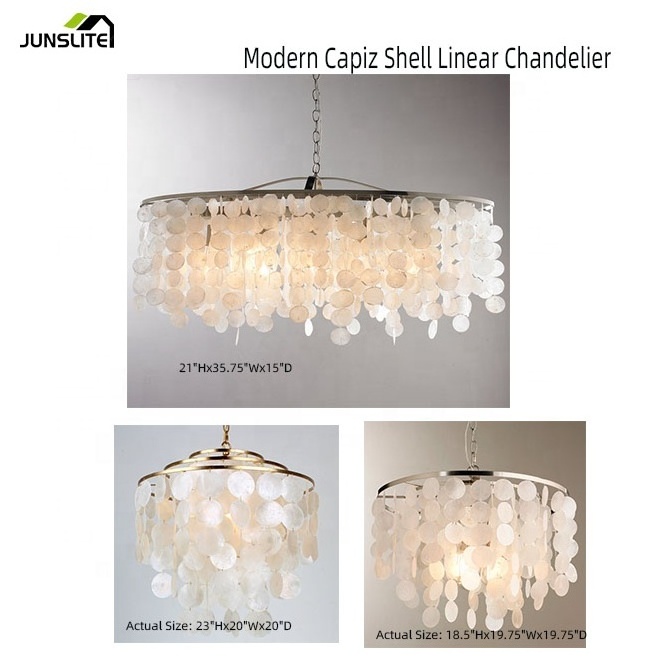 Capiz Material Lighting Fixtures Sea Shell Chandelier Decorative Fancy Natural Guangdong Modern Incandescent Bulbs Shell, Metal