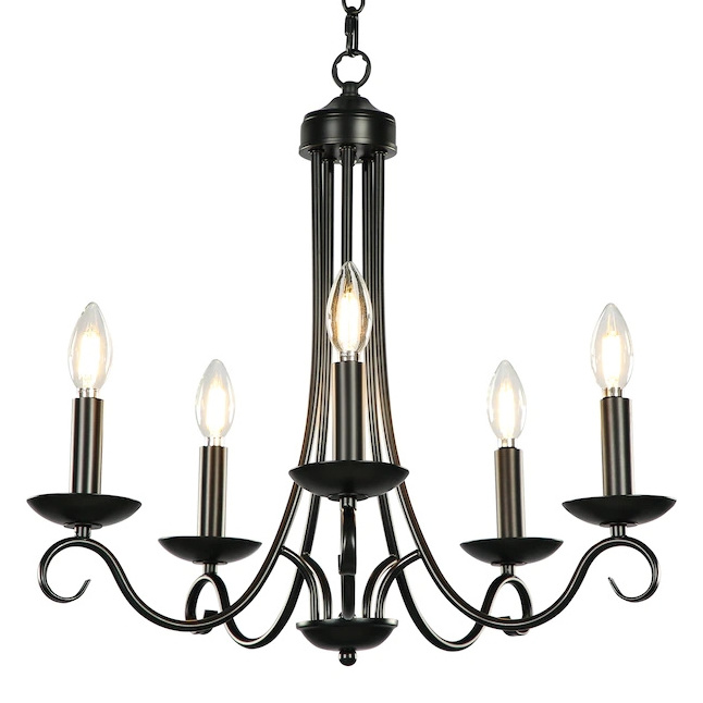 Cheap  farmhouse 5 light candle bulbs chandelier  iron black dining room chandelier Kitchen   lighting fixtures