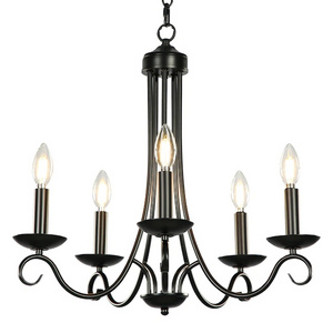 Cheap  farmhouse 5 light candle bulbs chandelier  iron black dining room chandelier Kitchen   lighting fixtures