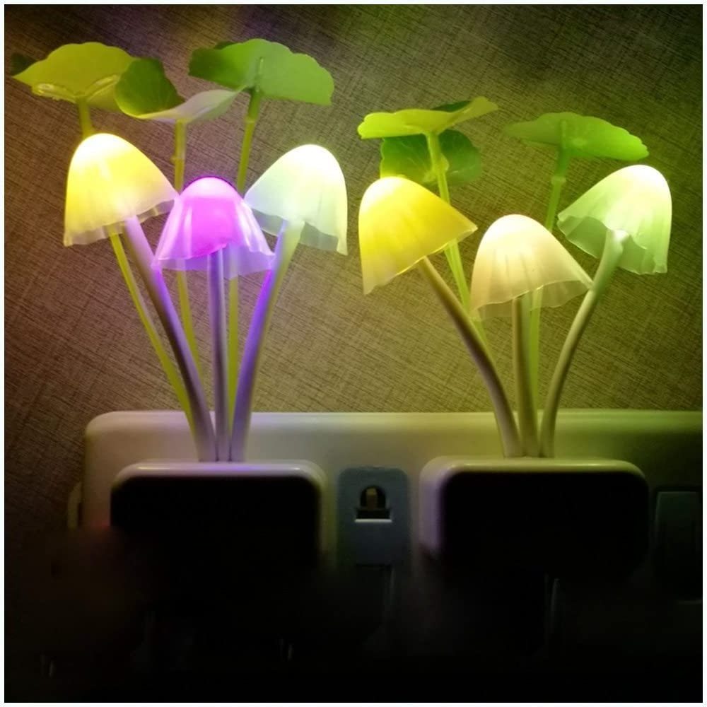 7 color changing Led mini  bedroom wall light Mushroom sensor baby night lights plug in