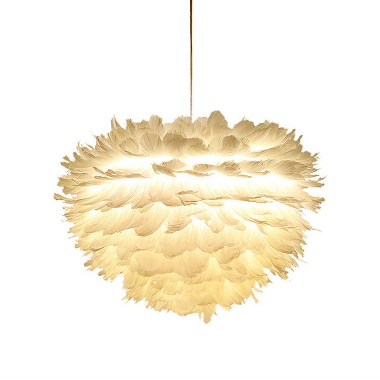 white color natural feather pendant light bedroom beside hanging light fixtures