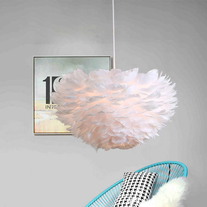 white color natural feather pendant light bedroom beside hanging light fixtures