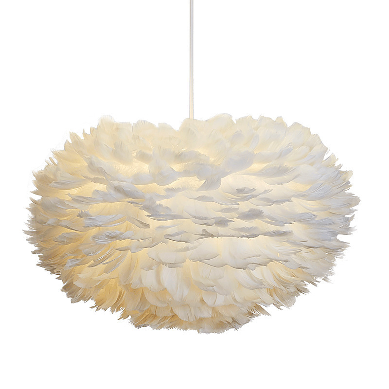 white color natural feather pendant light bedroom beside hanging light fixtures