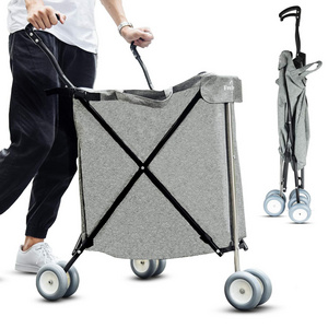 2023 Lightweight Collapsible Cart with Removable Heavy Duty Utility Tote Bag Folding Shopping Cart