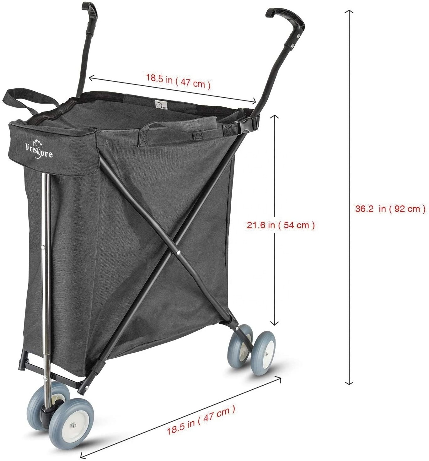 Shopping Cart  Foldable Grocery Trolley Cart Utility Lightweight Cart with Water-Resistant Canvas Cover