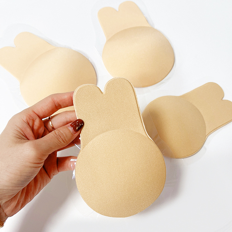 Reusable Adhesive Invisible Breast Lift Push Up Rabbit Ear Bra Pasties Nipple Cover