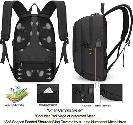 Travel Laptop Backpack Water Resistant Anti-Theft Bag with USB Charging Port and Lock 15.6 Inch Computer Business Backpacks for