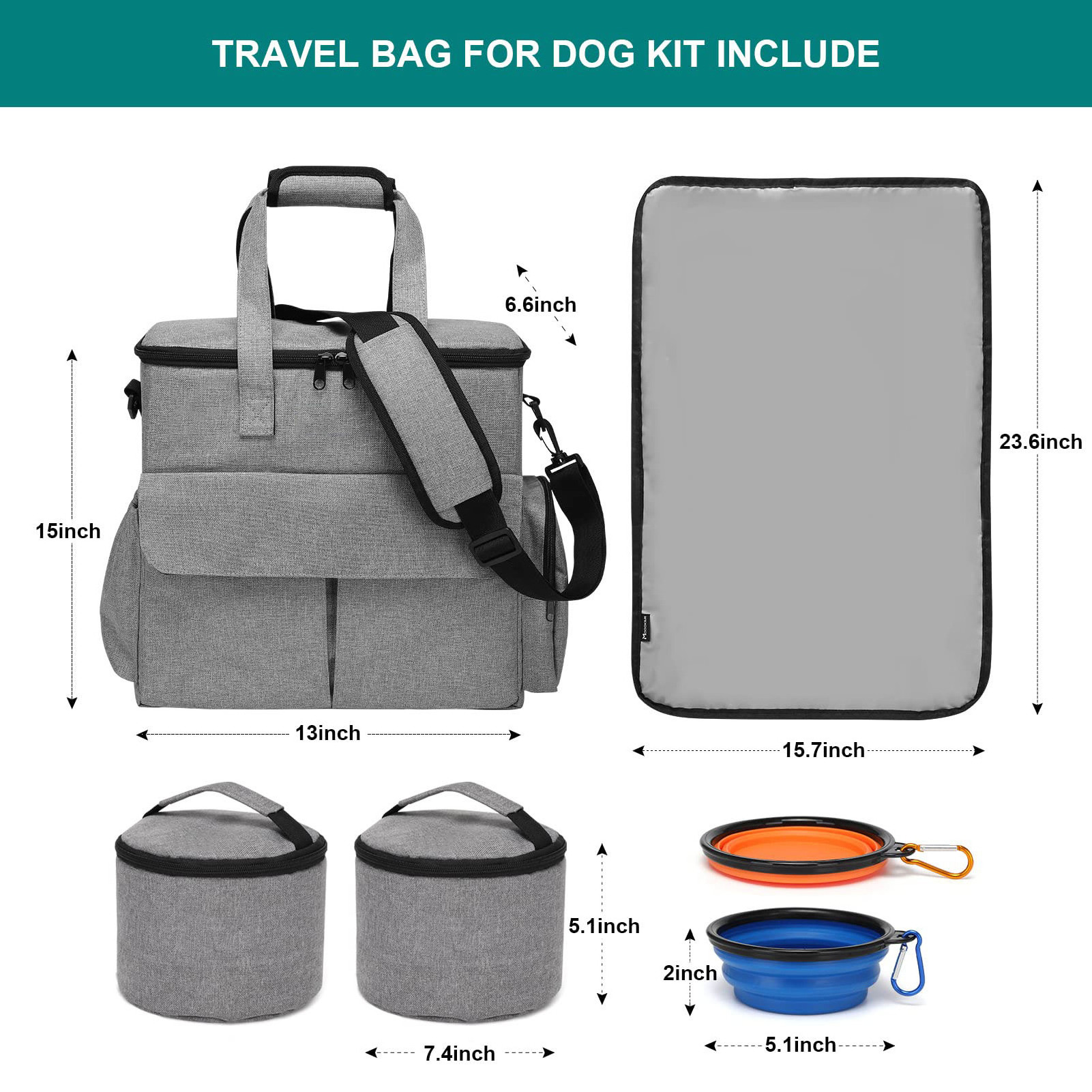 Pet Travel Bag 2 Collapsible Dog Bowls 2 Travel Dog, Travel Pet Carrier Bag For Cats, Pets' Travel Bags