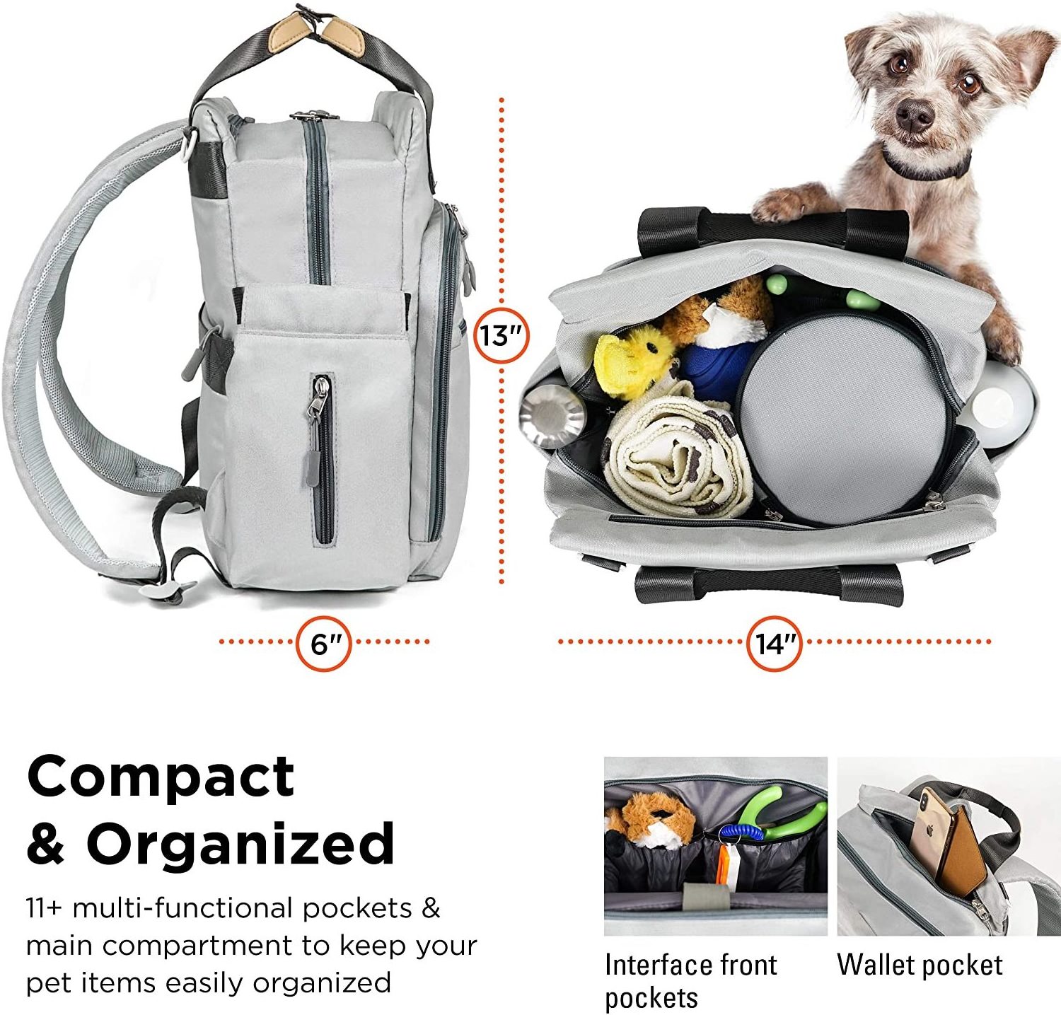 Dog Stuff & Puppy Supplies Includes Dog Travel Bag Large Dog Food Travel Container for Cat & Dog Backpack Store All Pet Bag