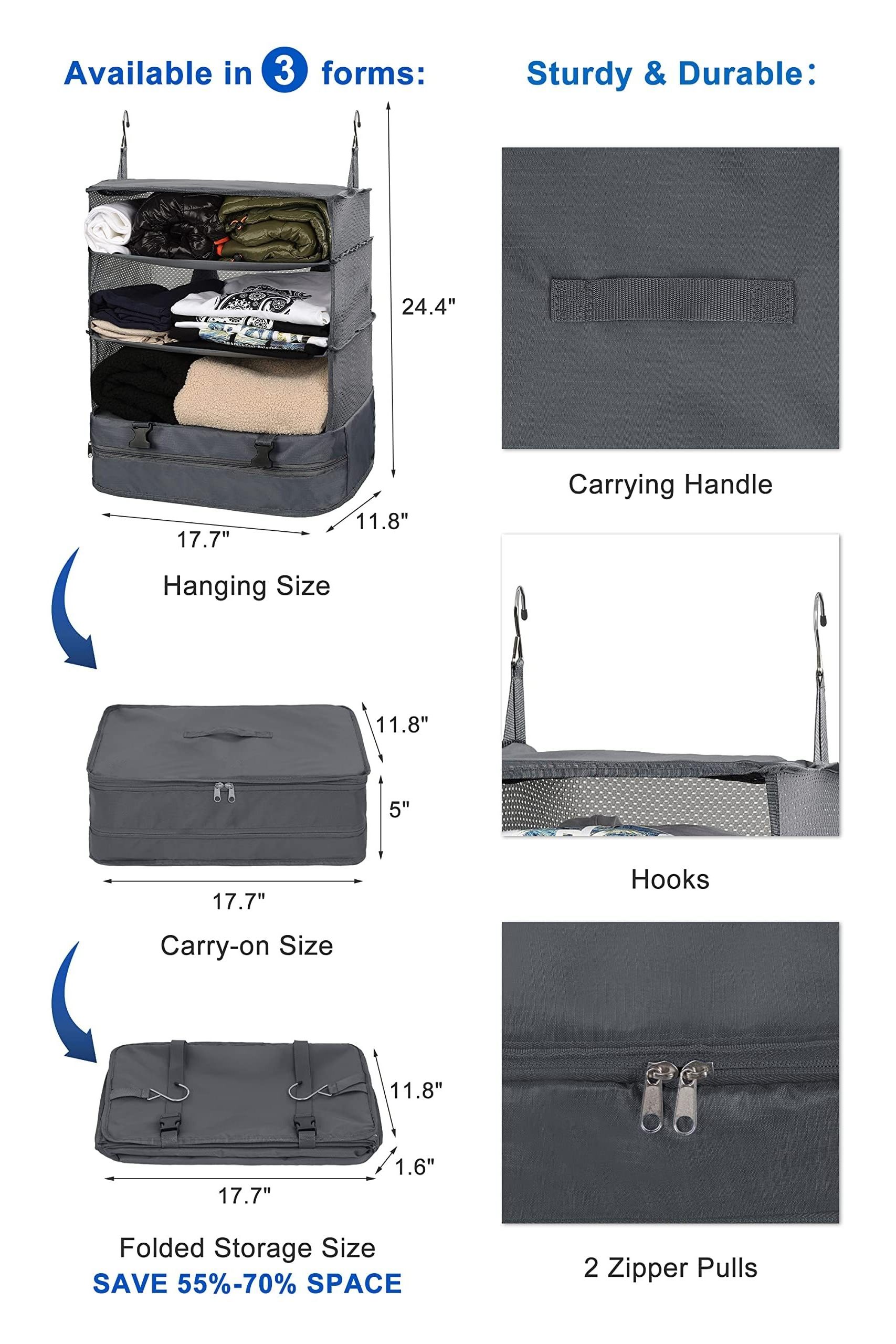 Portable Hanging Travel Shelves Bag Packing Cube Organizer Suitcase Storage Fashion Customized Large Capacity Printing Polyester