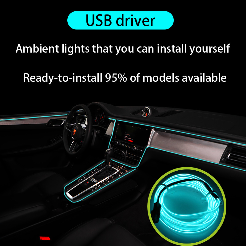 Car Styling Sale 5M Led Atmosphere Lamp Car Cold Light Line Interior Door Ambient Decorative Dashboard Light