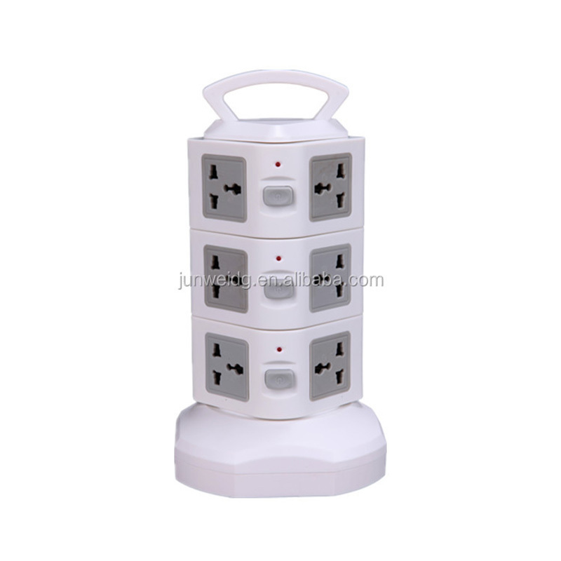 New style JUNWE Socket 11 way 2 USB Ports Outlet UK Smart Power Strip Multi Socket Extension Cord