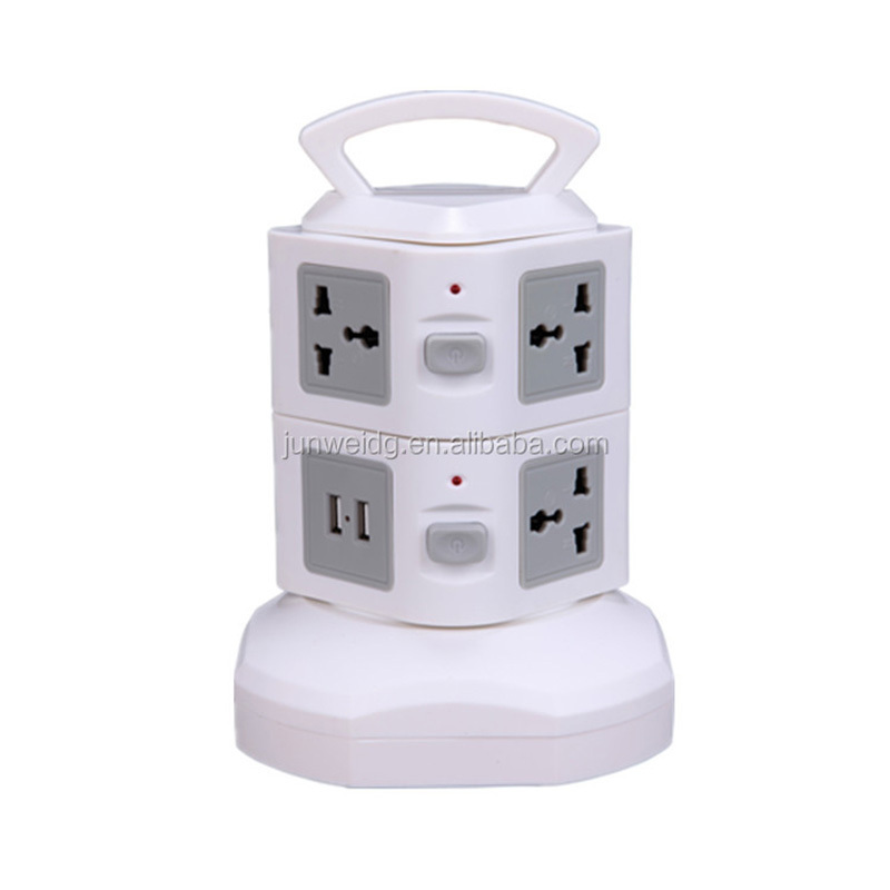 New style JUNWE Socket 11 way 2 USB Ports Outlet UK Smart Power Strip Multi Socket Extension Cord