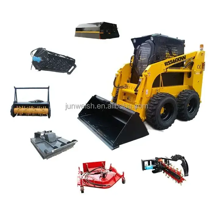 Chinese Wheel Skid Steer Loader Track with Trencher/Concrete Mixer/Pallet Fork