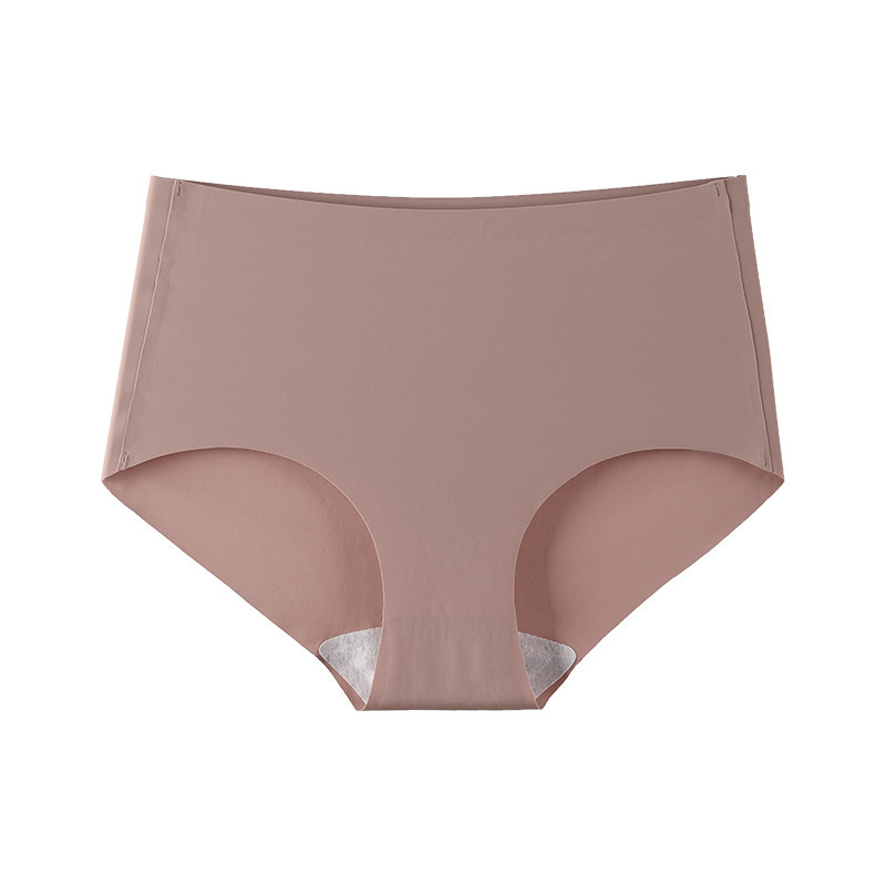 Customized Private Label LOGO Satin Ice Silk One-piece Ladies Underwear Seamless Custom Women High waisted Pantie