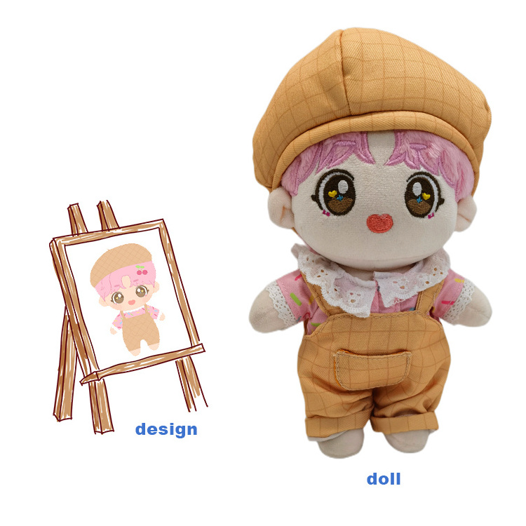 Free shipping cheap Custom design plush toy Wholesale Cute Plush Toy Soft Smiling Doll 15cm 20cm plush idol dolls with clothes