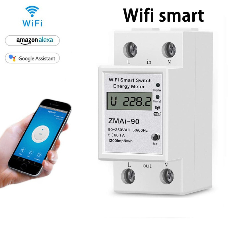 ZMAi-90 Tuya Smart Wifi Power Meter Single Phase Digital KWH Meter/Watt Meter/Smart Wifi Prepaid Electric Energy Meter