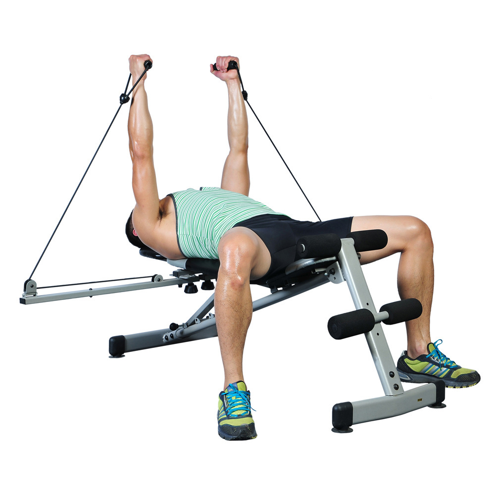 Stable and safe foldable dumbbell bench supine board with two chest clamp butterfly handle