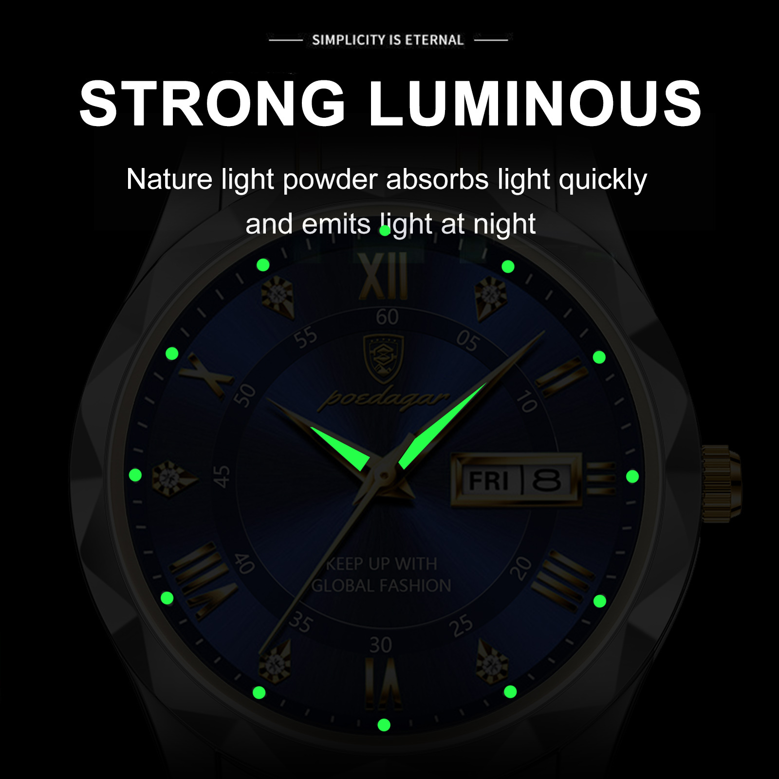 POEDAGAR New Arrivals Fashion Luxury Men Watch Stainless Steel Wristwatch Waterproof Luminous Quartz Watches  for Men