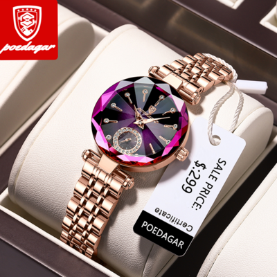 POEDAGAR 719 Watch For Women Luxury Rose Gold Stainless Steel Quartz Wristwatch Waterproof Fashion Korean Version Ladies Watches