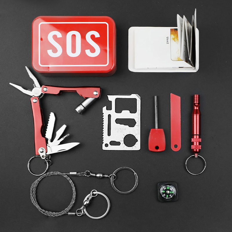 SOS tool emergency equipment set, first aid box, onboard emergency supplies, outdoor self rescue survival equipment