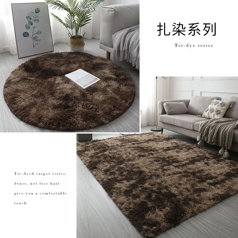 Wholesale Nordic Tie Dye Soft Plush Area Rug Living Room Non-Slip Carpet Gray Fluffy Round Floor Mat Fluffy Rug Machine Washable