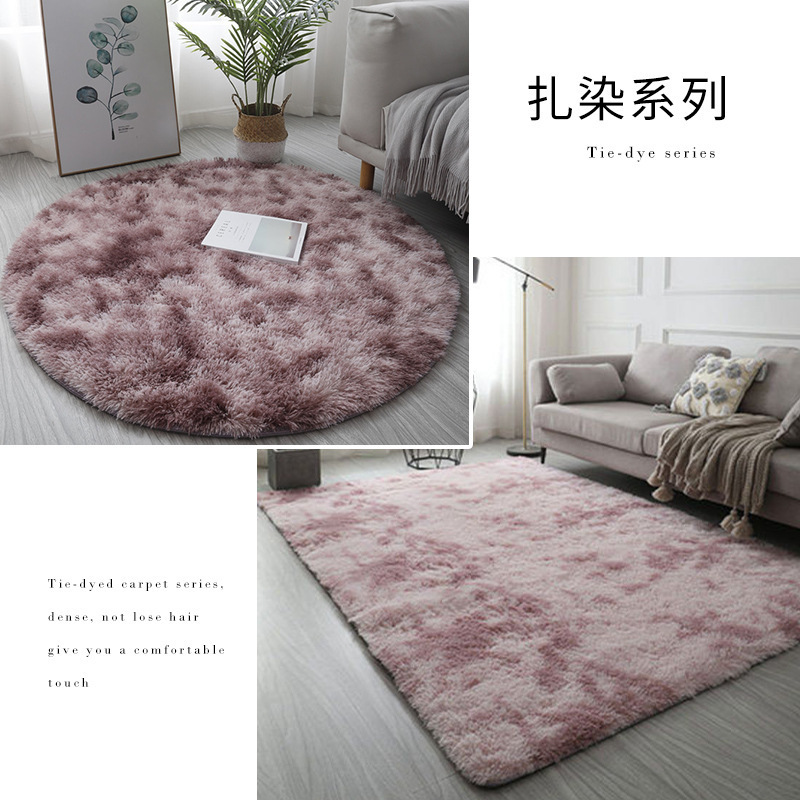 Wholesale Nordic Tie Dye Soft Plush Area Rug Living Room Non-Slip Carpet Gray Fluffy Round Floor Mat Fluffy Rug Machine Washable