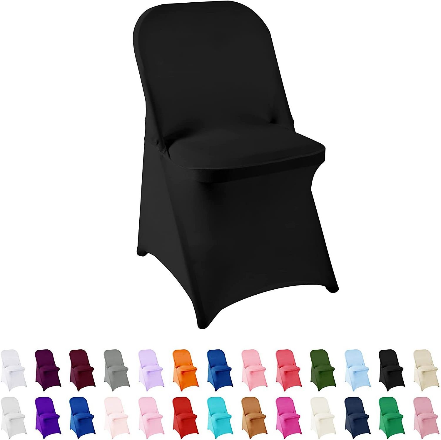 Black Spandex Chair Cover Plain Wedding Beach OEM Customized Style Pattern Cushion Hotel Color Folding chair covers, party