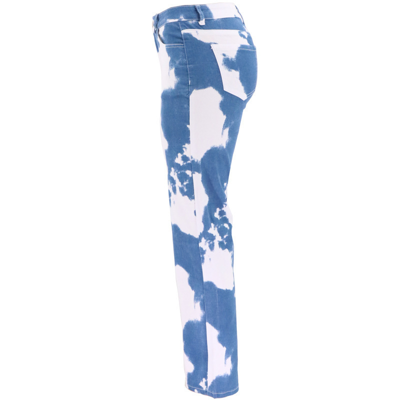 Jeans 2021 Spring and Summer New White Dyed Blue Fashion Slim Body Long Pen Container Women's Jeans