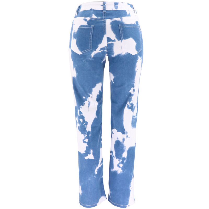 Jeans 2021 Spring and Summer New White Dyed Blue Fashion Slim Body Long Pen Container Women's Jeans