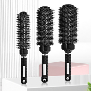 Custom Round Barrel Extended Handle Hair Brush with Boar Bristles Ceramic  Ionic Curly Salon Extension Blow Drying Styling Tools