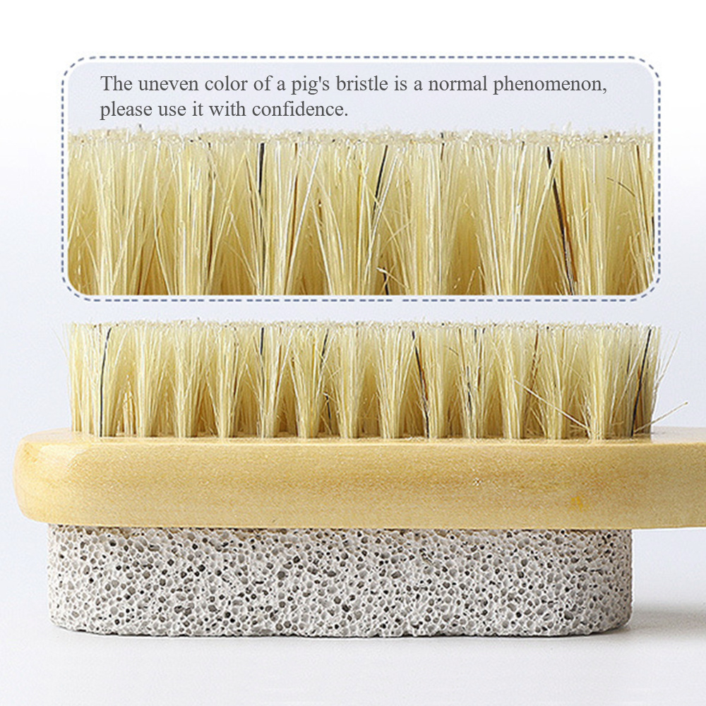 Wholesale 2 In 1 Double-Sided Foot Care Scrub Pumice Stone Cleaning Brush  With Wooden Handle