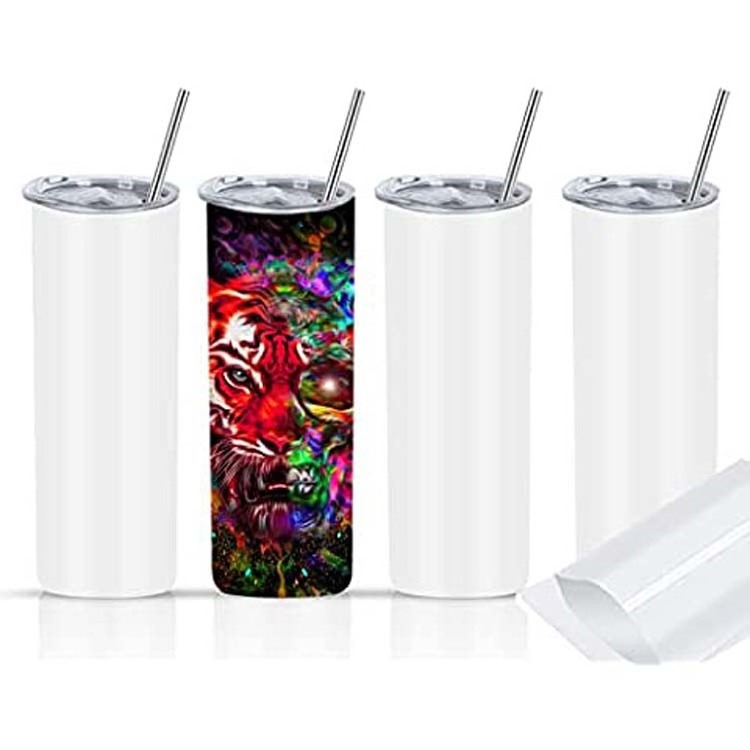 USA warehouse stock stainless steel blank tumblers cups with straw sublimation tumbler 20 oz skinny straights